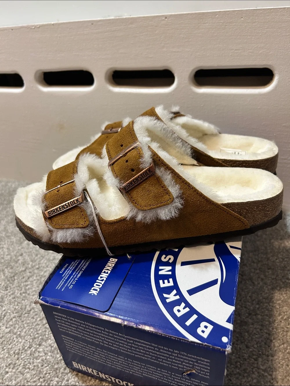 Birkenstock Arizona Mink Shearling and Suede sandals